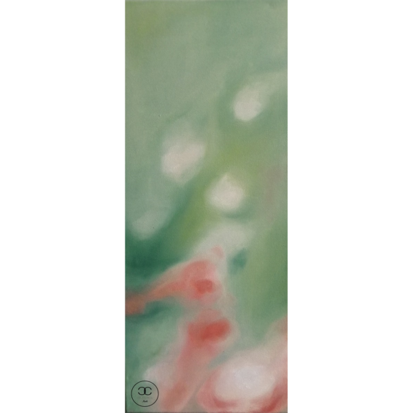 Púder - 2021. - 28x56 cm - Kézzel festett absztrakt modern vászon olajfestmény