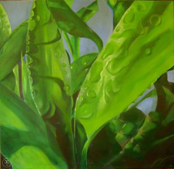 Növény tanulmány - 2008. - 150x150 cm - Kézzel festett absztrakt modern vászon olajfestmény