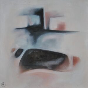 Utca részlet - 2016. - 30x30 cm - Kézzel festett absztrakt modern vászon olajfestmény