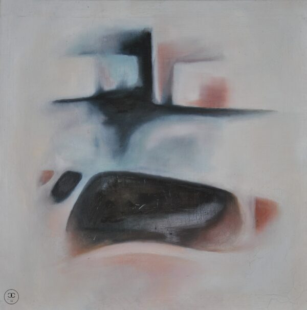 Utca részlet - 2016. - 30x30 cm - Kézzel festett absztrakt modern vászon olajfestmény