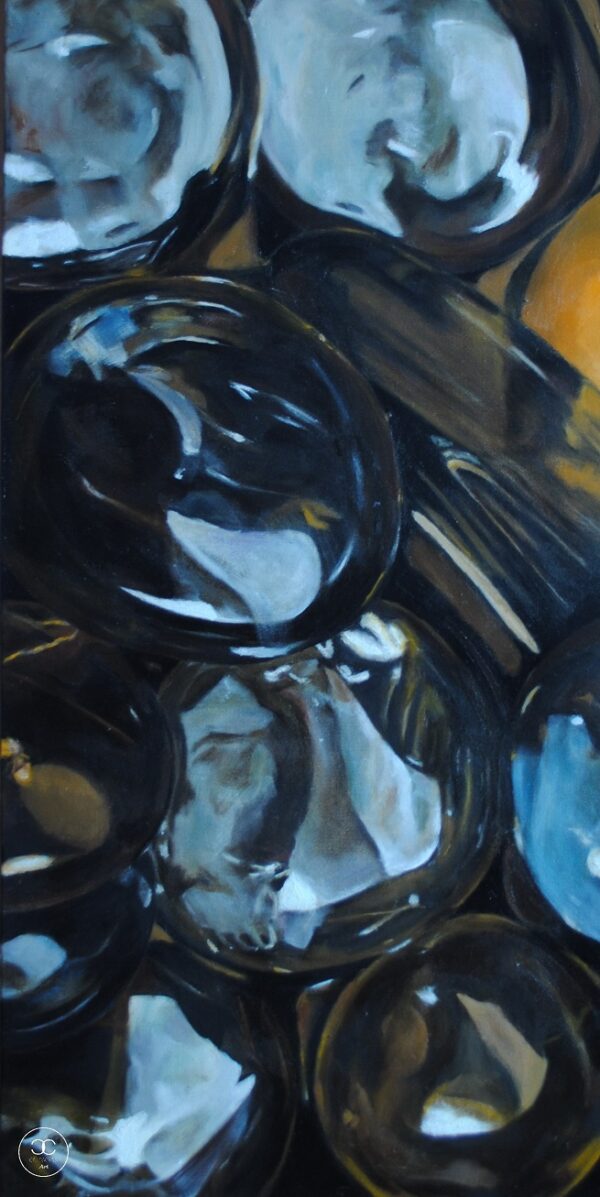 Márvány - 2008.- 40x80 cm - Kézzel festett absztrakt modern vászon olajfestmény