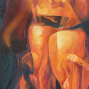 Itt is, ott is - 2010. - 50x100 cm - Kézzel festett absztrakt modern vászon olajfestmény