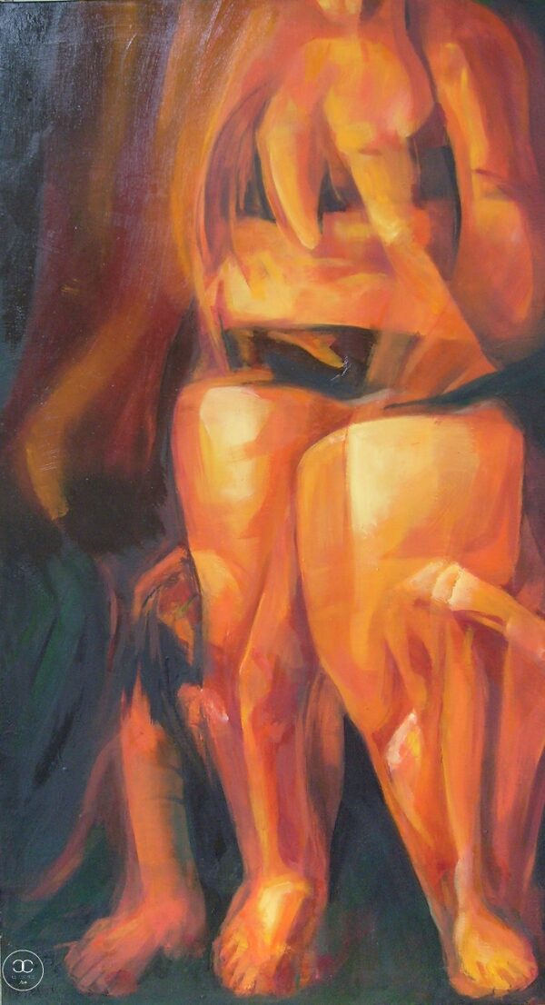 Itt is, ott is - 2010. - 50x100 cm - Kézzel festett absztrakt modern vászon olajfestmény
