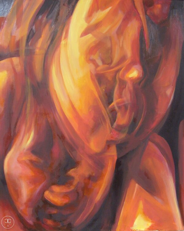 Téboly - 2010. - 60x90 cm - Kézzel festett absztrakt modern vászon olajfestmény